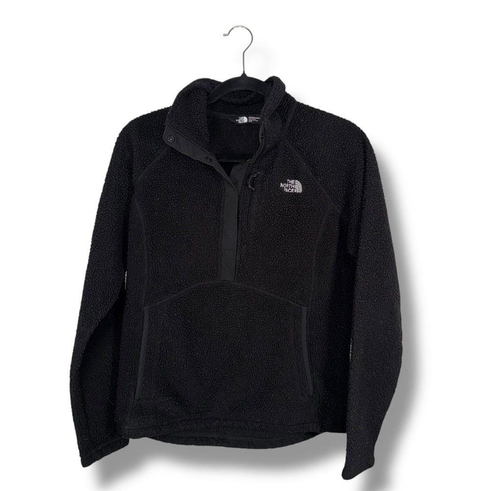 The North Face Fleece Pullover Jacket Black Snap Neck Women's Medium
